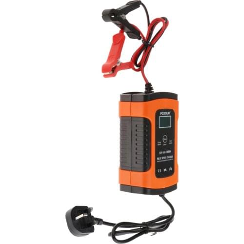 Digital LCD Full Automatic Car Battery 12V 5A Amp Intelligent Power Pulse Repair Charger Wet Dry Lead Acid with Cable Clamps