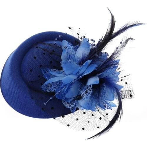 Fascinator Hats Headband Womens Feather Flower Brides Hair Accessories Wedding