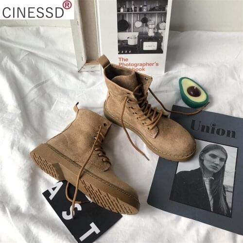 CINESSD 2021 Autumn and Winter Women Boots Wind Fashion Vintage Female Motorcycles Boots Ins Shoes Women Winter Boots