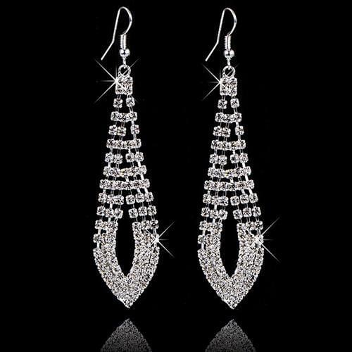 Womens Rhinestone Earrings Cocktail Party Long Tassels Drop Hook Dangle Linear Earrings kolczyki damskie pendientes mujer