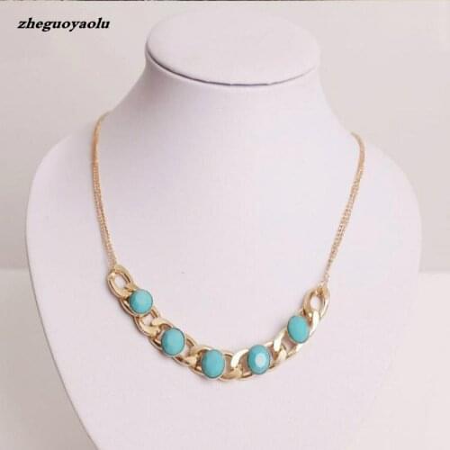 Europe And The United States Big Fashion Personality Special Ladies Short Paragraph Imitation Gem Chain Necklace Jewelry Choker