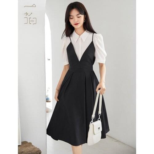 Dress 2021 Female Patchwork Casual Womens Dresses Office 2021 Short Sleeve Folds Vintage Elegant Dresses Woman Summer 2021