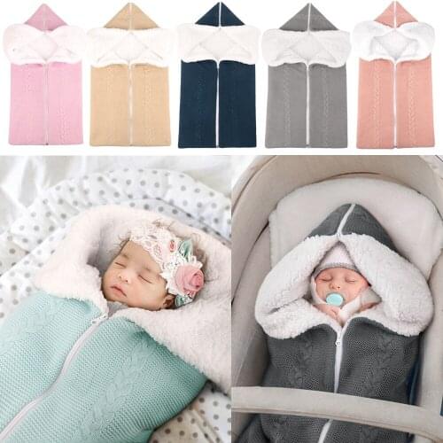 Stroller Winter Windproof Thick zipper Sleep Sack Knitting Baby Sleeping Bag For Infant Wheelchair Envelopes Cocoon For Newborn