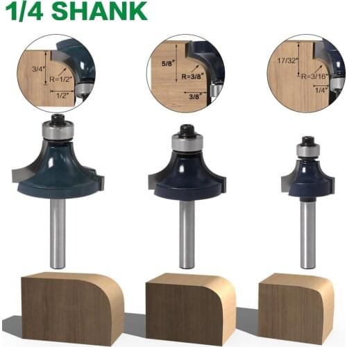 1pcs 1/4" shank Corner Round Over Router Bit with Bearing CNC Milling Cutter for Wood Woodwork Tungsten Carbide
