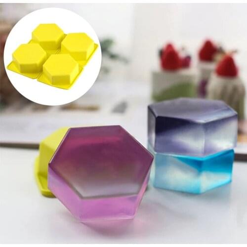 1PC 4 Grid Geometric Soap Mold Silicone Square DIY Handmade Household Causal Simple Soap Making Tool Molds
