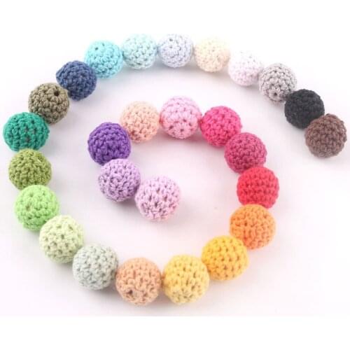 16mm 10pcs Baby Wooden Teether Crochet Beads Chewable Beads DIY Wooden Teething Rodent Jewelry Nursing Necklace Children Product