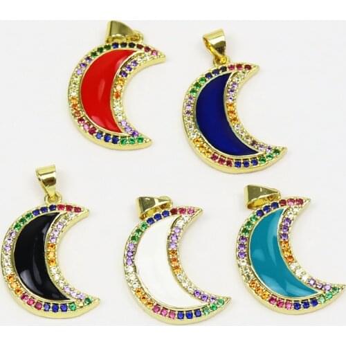 10 Pcs Mix Color Enamel Crescent Pendant Jewelry Charms Mix color Crescent Jewelry Pendant Accessories Necklace Pendant 51797