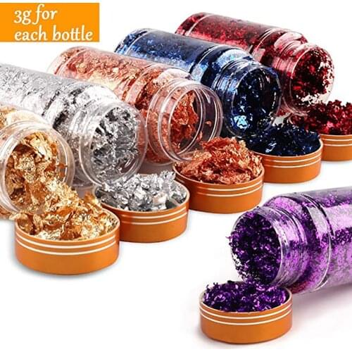 3g Imitation Copper Foil Sequins Glitter Red Purple Blue Leaf Craft Flake Sheets Bulk Foil Paper For Gilding DIY Nail Art Decor