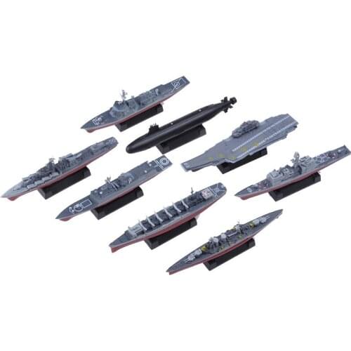 8pcs/set 4D Assembled Plastic Battleship Model Nuclear Submarine Simulation Military Toy Warship Decoration For Kits Building