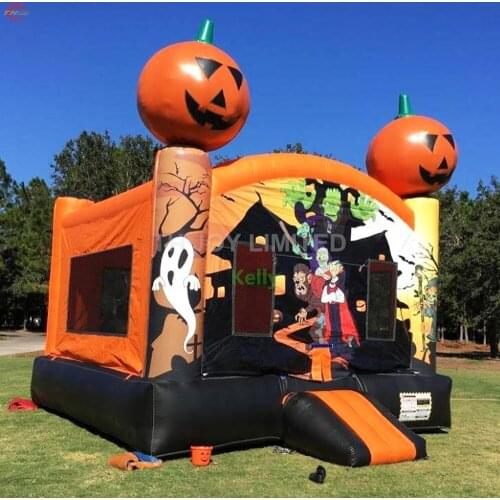 Free Shipping Halloween Bounce House orange pumpkin ghost theme air bouncer jumper for kids