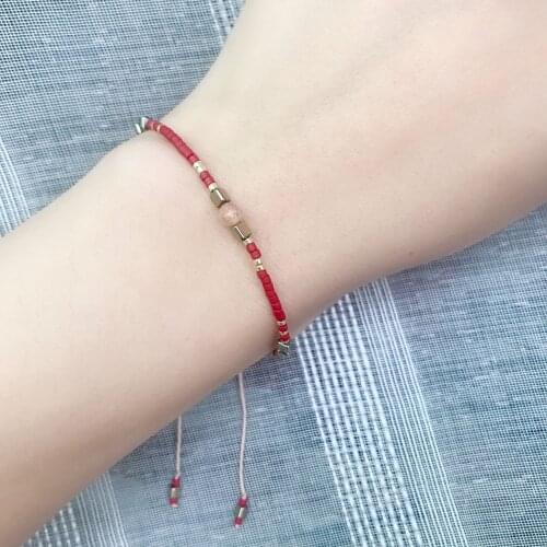 Gold Thin Bracelets Women Charm Glass Crystal Lucky Red Jewelry Diy Bijoux Femme Wedding Handmade Rope Weave Bracelet