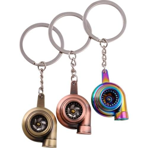 Mini Turbo Turbocharger Keychain Creative Metal Keyring Pinning Turbine Key Chain Pendant Car Interior Accessories Men Gift