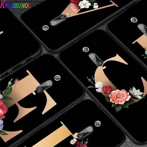 Bright Black Cover Custom Letter Monogram For Xiaomi Redmi 10X 9C 9A 9 GO K20 8A 8 7A 7 S2 6A 6 5 4X Pro 5G Phone Case