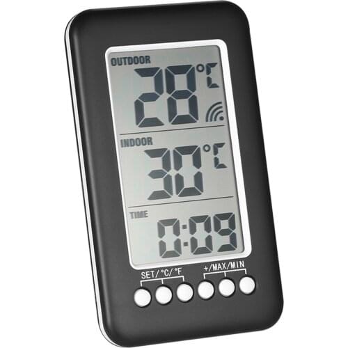 LCD ℃/℉ Digital Wireless Indoor/Outdoor Thermometer Clock Temperature Meter With Transmitter