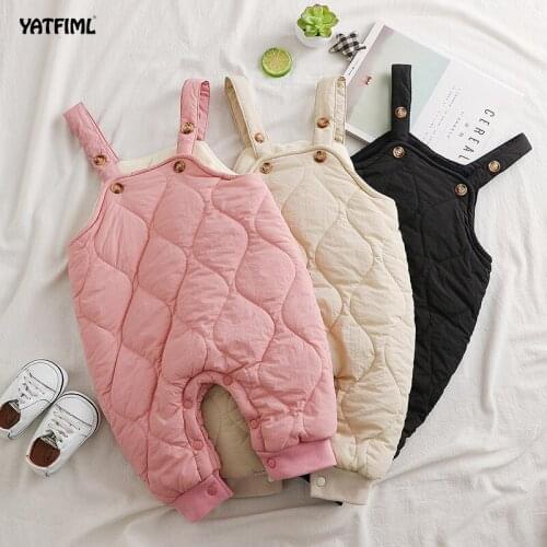 YATFIML 2020 Thick Baby Boys Solid Cotton Pants Girls Overalls Infant Kids Fashion knitting Overalls Baby Rompers