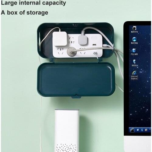 Household Wall-mounted Power Cord Storage Box Elastic Cover Plug Socket Wiring Harness Finishing Box Desktop Cable Organizer