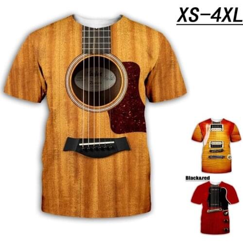 Unisex Funny Guitar 3D Print T-shirt Men Women Short Sleeves Tees