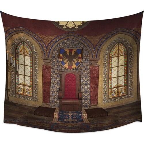 Medieval Castle Building Tapestry College Dorm Wall Hanging Tapestries for Living Room Bedroom Home Decor