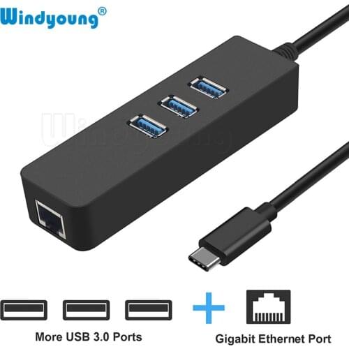 USB-C Hub with Gigabit Ethernet Adapter for Macbook Pro Dell XPS Lenovo Yoga 910 HP Spectre x360 USB Type C Hub to RJ45 Network