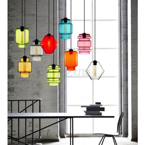 Creative Retro Multicolor Glass Personality Bar Restaurant Shopping Mall Shop Hotel Front Chandelier Lights E27