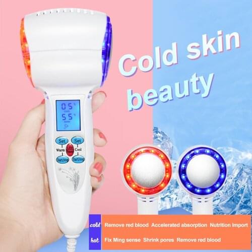 Cryotherapy Hot Cold Hammer Warm Ice Heating Blue Red Photon Facial Skin Lifting Tighten Anti-aging Face Spa Pore Massager