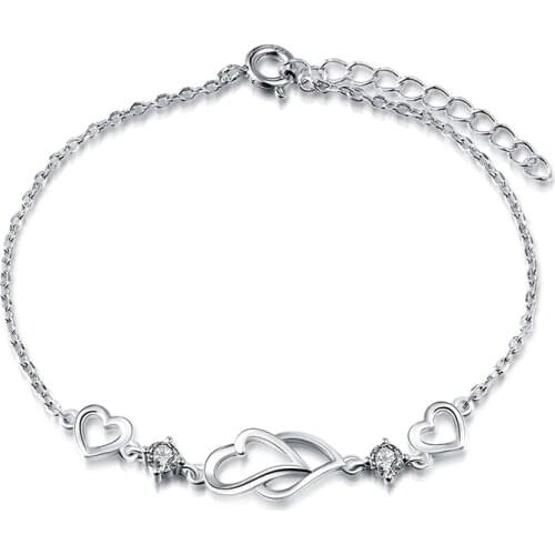 LGSY 100% Guarantee 925 Sterling Silver Bracelet Silverware Fashion Jewelry Pop Heart-shaped Design Bracelet Fine Jewelry DB001