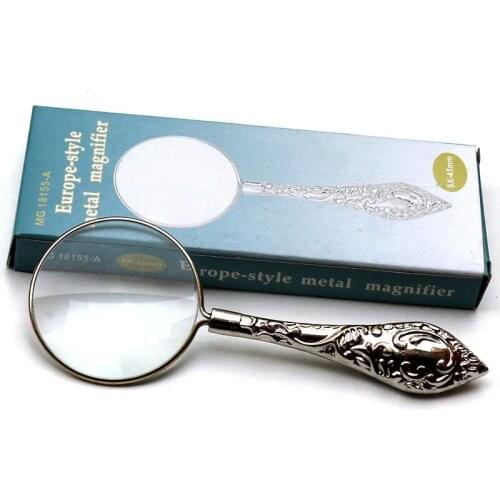 European Style Metal Glass Lens Small Flower Handle Reading Handheld Magnifying Glass Jewelry Stone Magnifier