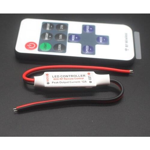 Mini DC12V Led Controller Dimmer 12A Wireless RF Remote to Control Single Color Strip Lighting 3528 5050 led strip