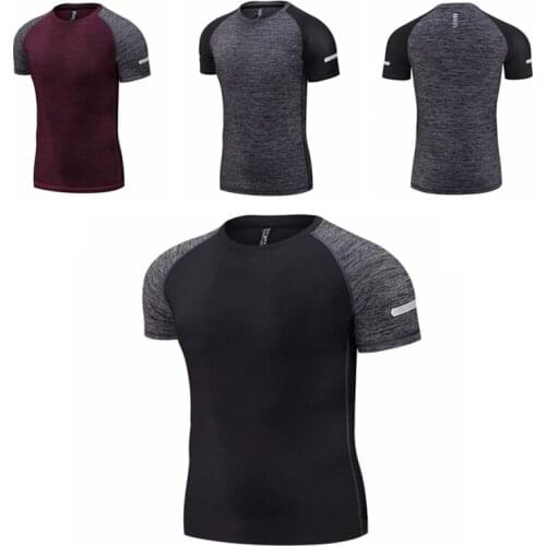 Good Quality Running Tshirt Men High Elasticity Sports Fitness Gym Exercise Jogging Short Sleeve Tight Shirt For Men