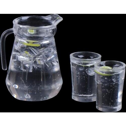 1/12 Mini Juice Jug Cup Set Simulation Drink Model Toys for Doll House Decoration Dollhouse Furniture Accessories