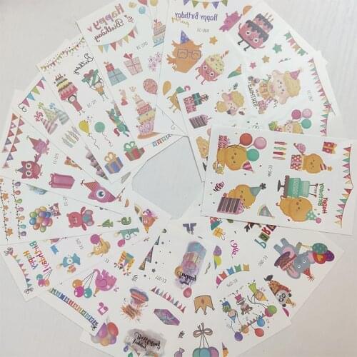 15pc Children Temporary Tatoo Sticker Waterproof Tattoo Cartoons Fruit Cream Cake Party Tattoos Hand Foot Tatouage Birthday Gift