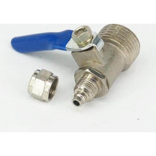 Brass Ball Valve 1/2" BSP male Threaded Fit for 4/6mm ID/OD Hose with blue handle 0.8 Mpa for Air gas water