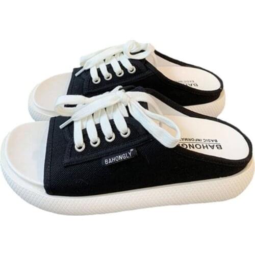 New womens slippers fashion fish mouth cloth lace thick bottom lightweight and comfortable casual slippers women