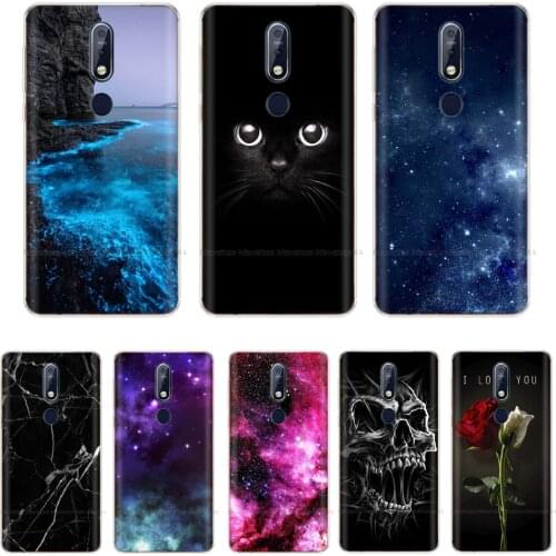 Silicone phone case for Nokia 7.1 soft tpu back cover for Nokia 7.1 Plus Coque etui bumper 360 full protective shell cute flower