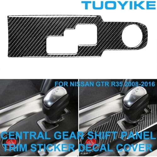 LHD RHD Car Styling Carbon Fiber Inner Central Gear Shift Panel Frame Cover Trim Decorative Sticker For Nissan GTR R35 2008-2016