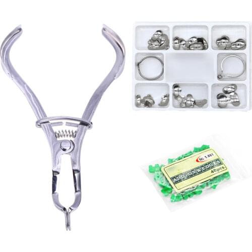 Dental Matrix Full Kit Sectional Contoured Matrices + 40 Pcs Silicone Add-On Wedges +Dental Matrices Pliers Forming Clip Dentist