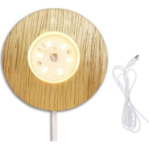 LED Light Base Multicolor Round Show Stand Display Plate for 3D Crystal Glass Ball Art with Sensitive Touch Switch 066C