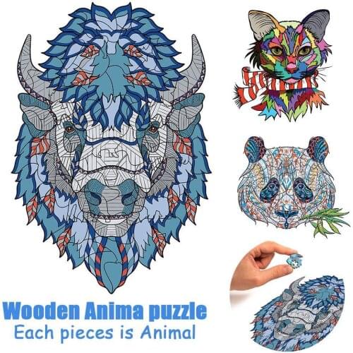 Adult Wooden Animal Puzzle DIY ChildrenS Unique Wooden Puzzle Interactive Puzzle Animal-Shaped Game Toy P0X1