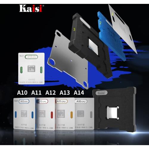 Kaisi Universal CPU Reballing Stencil Fixture For iPhone A10/A11/A12/A13/A14 Motherboard CPU IC Chip Planting Tin Template