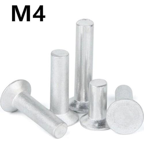 100PCS M4x6/8/10/12/16/20/25mm GB869 Countersunk Head Rivets Aluminum Solid Rivet