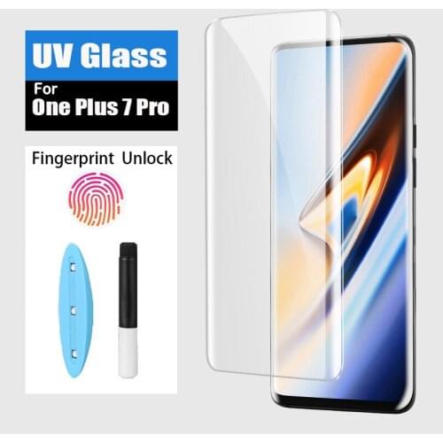For Oneplus 8 Pro UV Screen Protector Full Liquid Glued 3D Curved UV Tempered Glass for OnePlus 7 7T 8 Pro UV Screen Protector