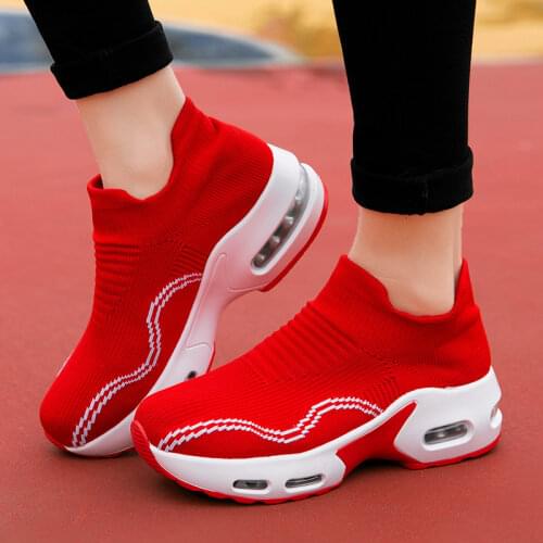 Women Shoes Chunky Sneakers Platform Breathable Socks Wedges Shoes Ladies Height Increasing Sport Walking Femme