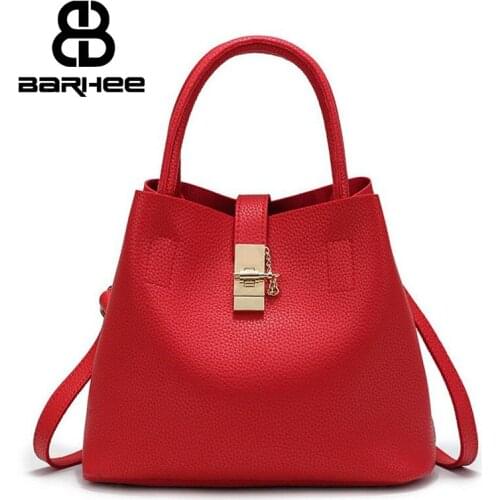BARHEE Fashion Women Tote Bucket Bag High Quality PU Leather Handbag Women Messenger Bags European Design Swift Lock Bolsas