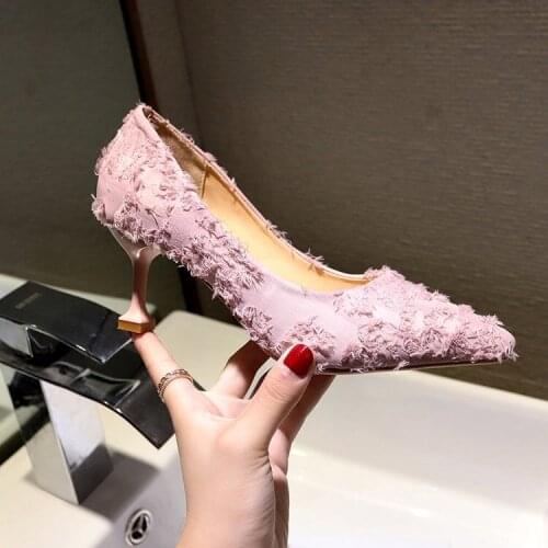 2019 Sexy Cheap Women Pumps Spring and Autumn Womens High Heel Shoes Pointed Small Fresh Girl Red Women Pumps