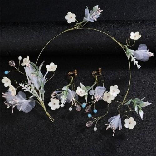 Artificial Flower Crown Garland Bridal Summer Hair Wreath Headband Tiara Crowns Hair Accessories Earrings Jewelry For Women