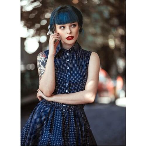 30- summer women vintage 50s retro polka dot tank swing shirt dress in black rockabilly pinup tank dresses plus size vestidos