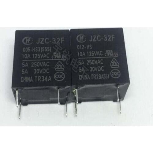 10PCS/Lot JZC-32F HF32F JZC-32F-005-HS3 5A 5VDC Power Relay 4Pin