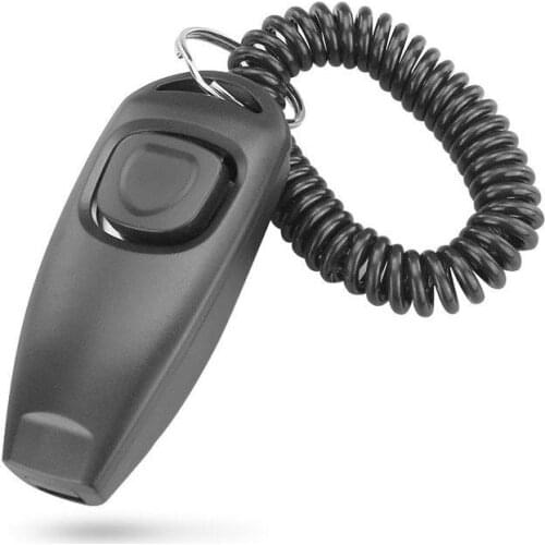 2in1 Dog Pet Puppy Cat Training Clicker Whistle Click Trainer Obedience Black