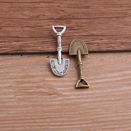20PCS 10*33mm Metal Alloy Two Color Small Shovel Charms Pendant for Jewelry Making DIY Handmade Craft