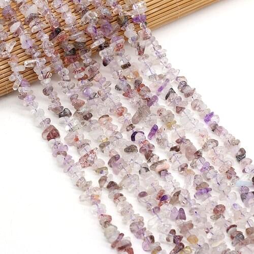 40cm Natural Crystal Rutilated Quartzs Stone Rock Freeform Chips Gravel Beads For Jewelry Making DIY Bracelet Size 3x5-4x6mm